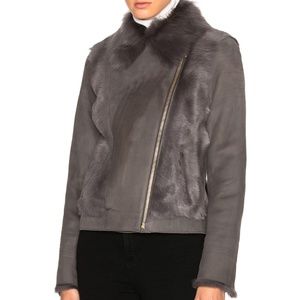 YVES SALOMON Toscane Shearing Moto Jacket
